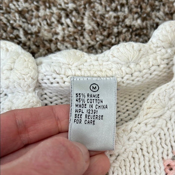 Vintage Portraits Tulip Ramie Cotton Floral Handknit Sweater medium - Picture 10 of 16